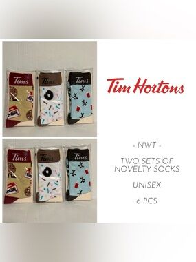 🆕TIM HORTONS - O/S ADULT - NWT - 6PCS - LIMITED EDITION COLLECTIBLE TIMS SOCKS